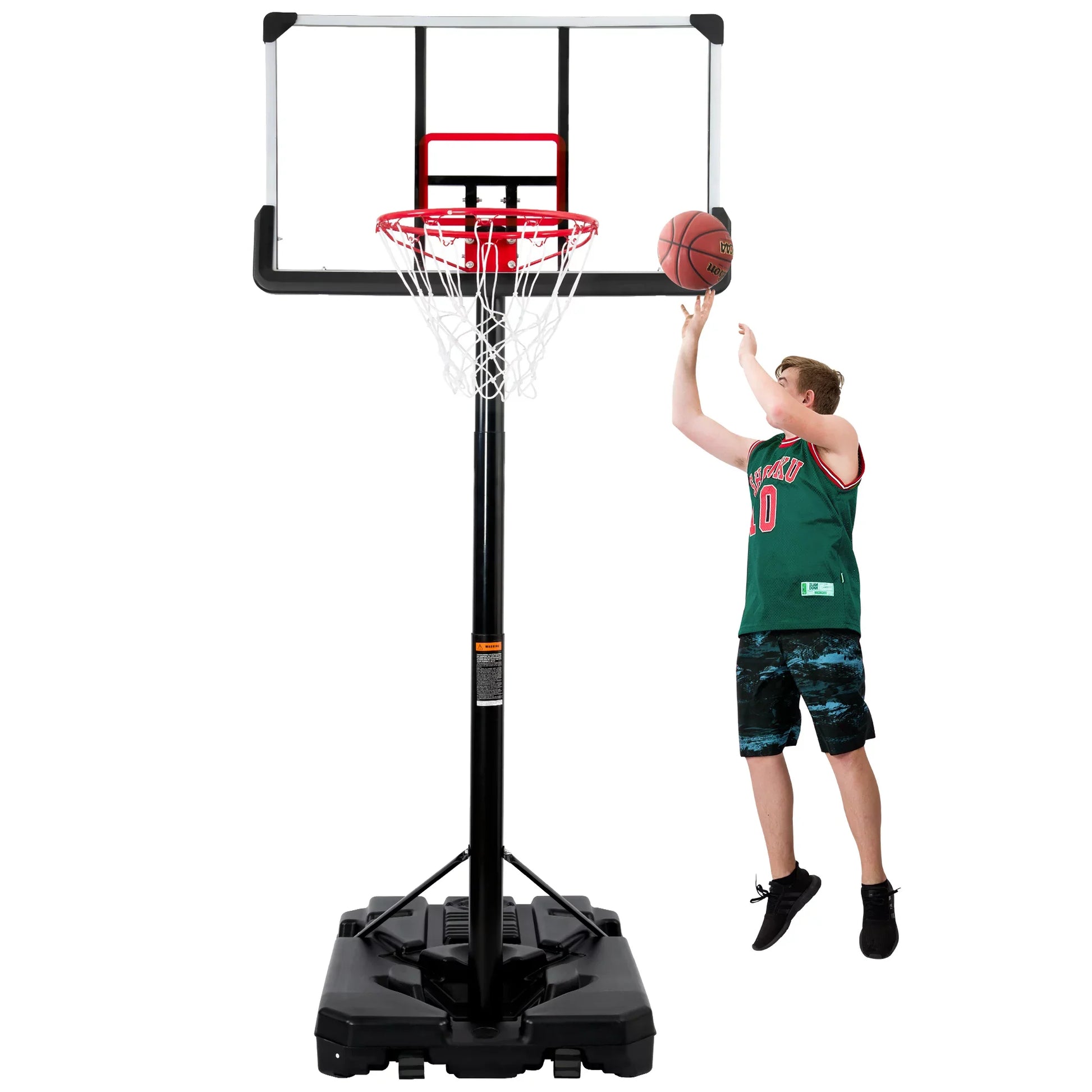 Euroco Portable Basketball Hoop & Goal, Outdoor Basketball System with 6.6-10ft Height Adjustment for Youth, Adults