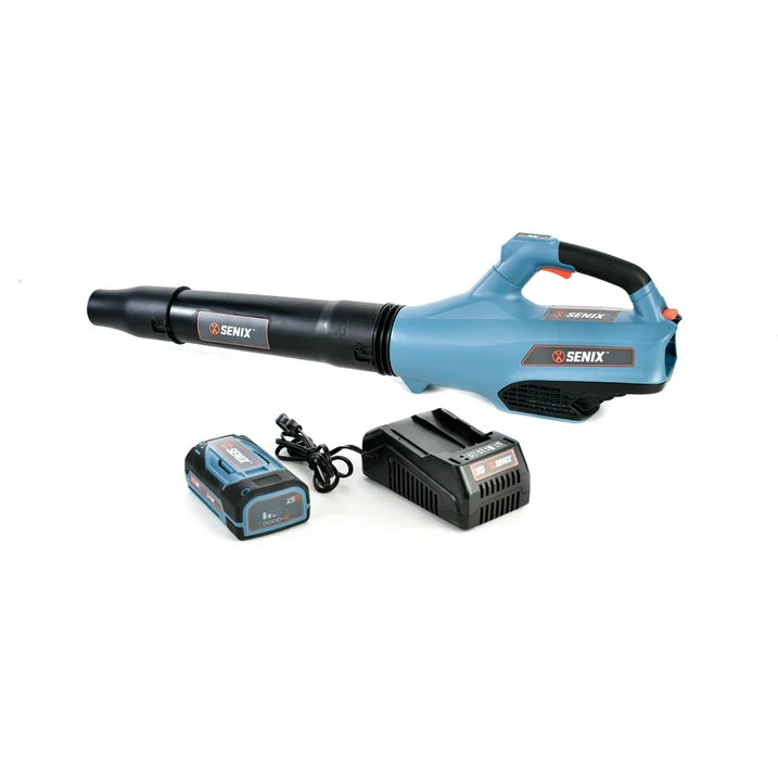 SENIX 58 Volt Max  Cordless Brushless Battery Leaf Blower, Variable Speed, Lightweight, Up to 520 and 149 MPH, (Battery and Charger Included) BLAX5 M