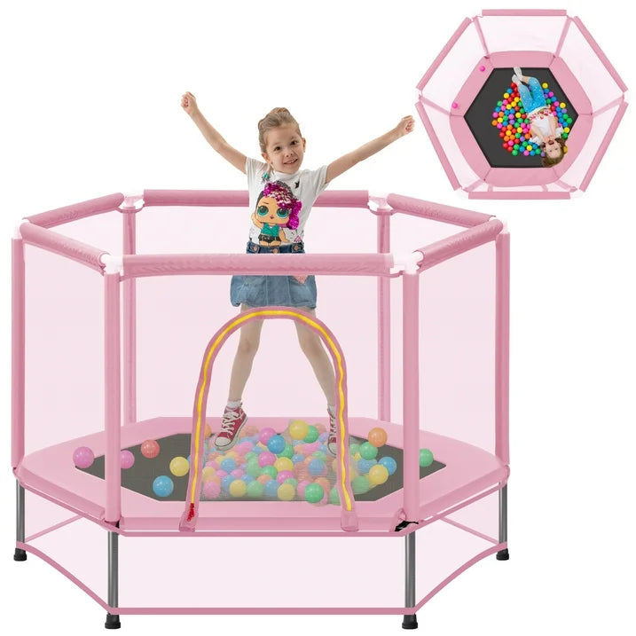 BTMWAY Kids Trampoline Indoor  Outdoor, Mini Trampoline for Kids, Small Trampoline with Ocean Balls, Toddler Trampoline with 30 Heavy Duty Springs, Baby Trampoline with U Typed and 2 Way Zipper
