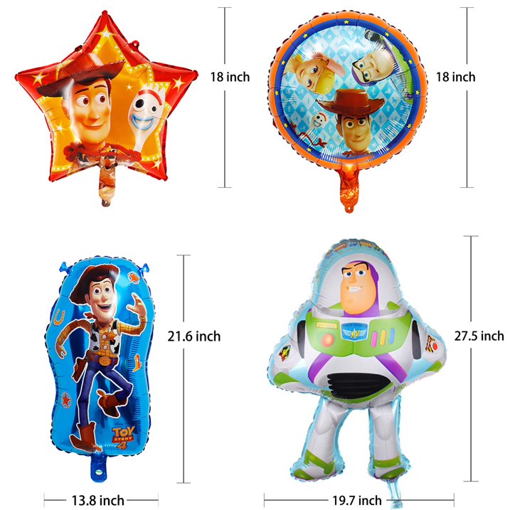 Toy Story Character Themed Birthday Party Foil Balloon Bouquet, Set of 8
