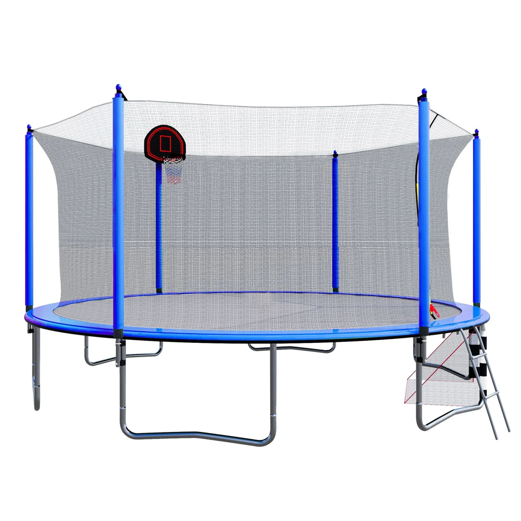 BTMWAY 16ft Trampoline with Basketball Hoop, Kids Trampoline Outdoor with Soccer Goal, Heavy Duty Trampoline with Net, Big Trampoline for Backyard, Recreational Trampolines with 6 W Shape legs