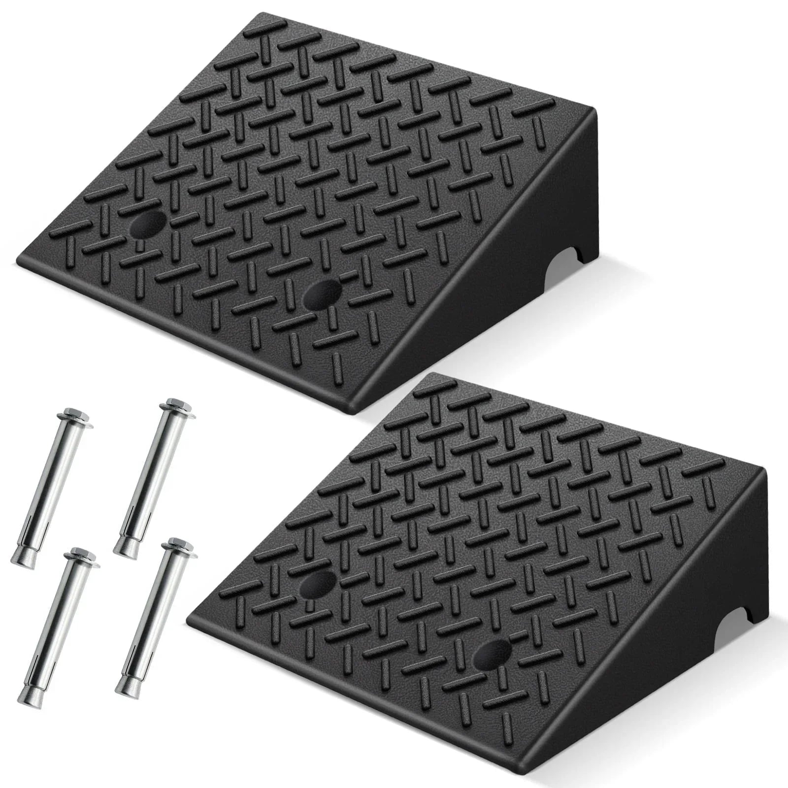 KROAK Rubber Car Curb Ramps,6 Rise Height Heavy Duty 8818lbs Capacity Threshold Ramps£¬Portable Driveway Ramps for Cars Wheelchairs Scooter Lawn Mower£¬2 Pack