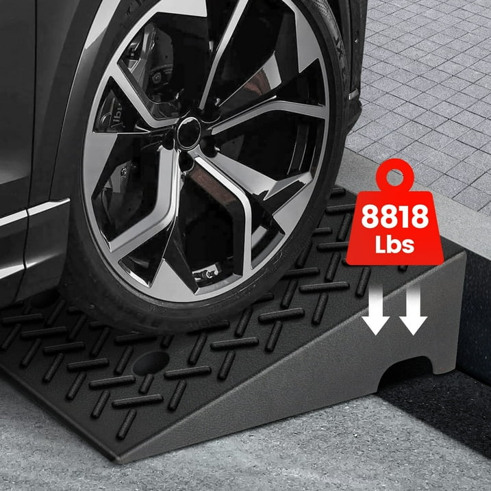 KROAK Rubber Car Curb Ramps,6 Rise Height Heavy Duty 8818lbs Capacity Threshold Ramps£¬Portable Driveway Ramps for Cars Wheelchairs Scooter Lawn Mower£¬2 Pack