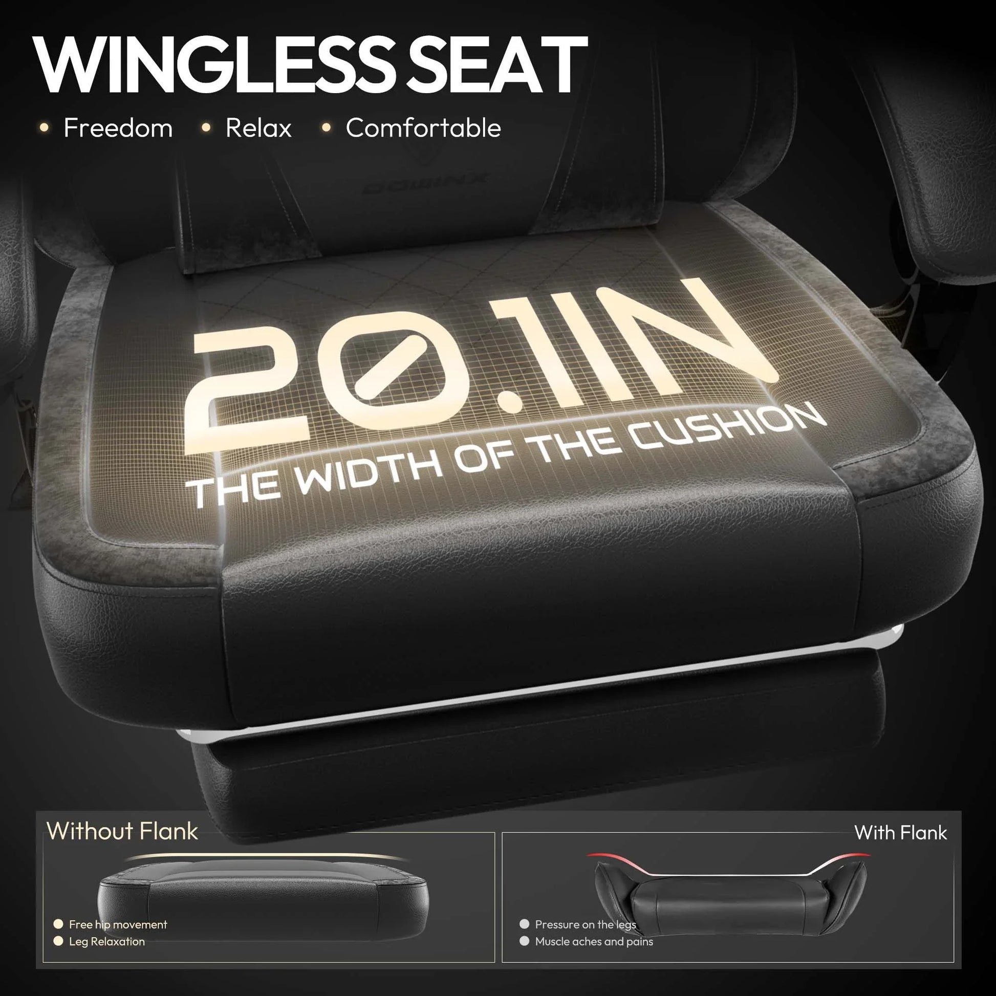 Dowinx Ergonomic Gaming Chair with Pocket Spring Cushion & Massage Lumbar Support  High Back Office Computer Chair with Footrest for Adults, 300LBS Capacity, Leather Design£¬ Black