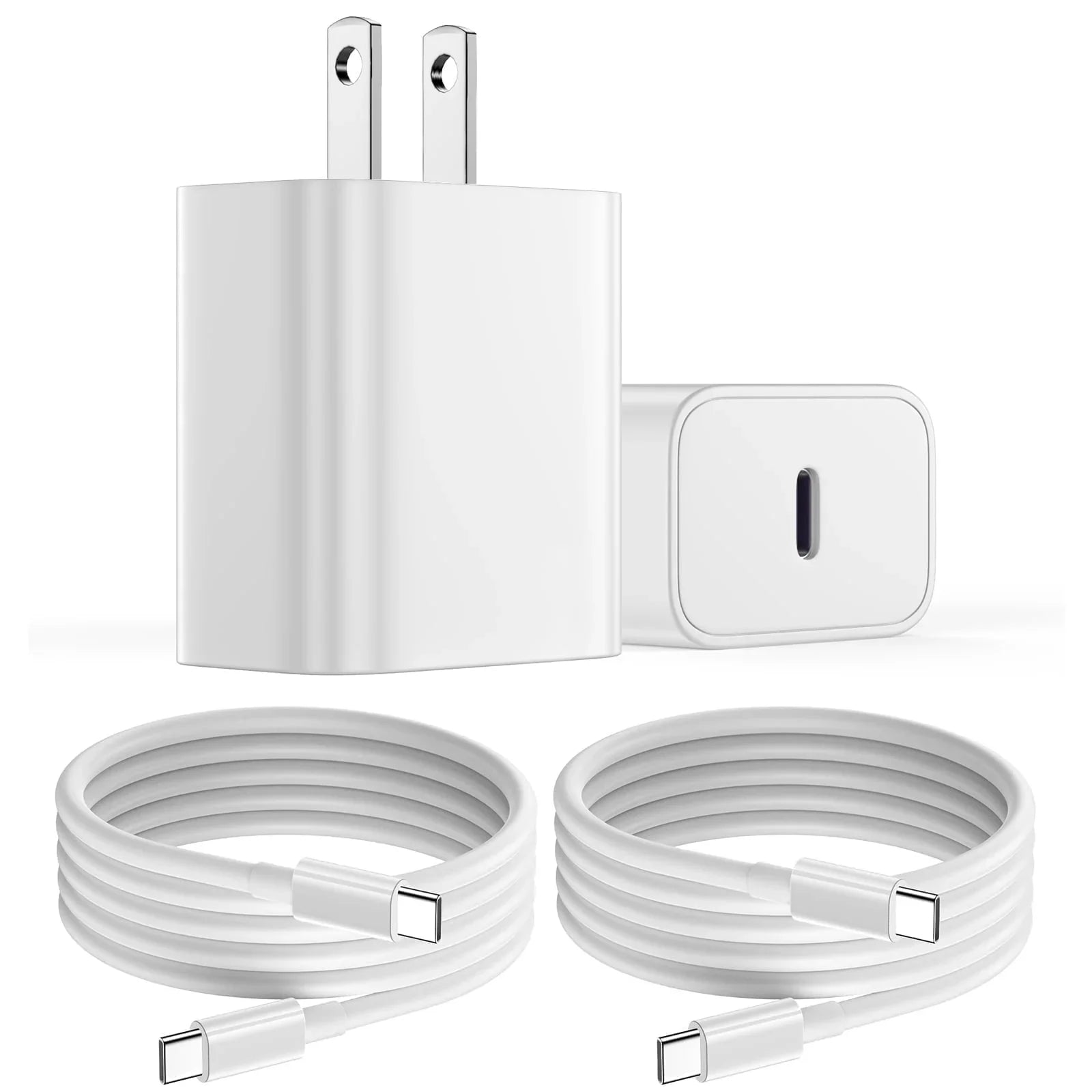 USB C Charger iPhone 16 15 Charger, MFi Certified 2 Pack 20W PD White Fast Charger Block with 6FT USB C Cable Compatible with iPhone 16/15, iPad, Galaxy, Android