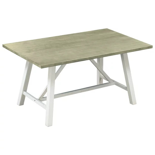 EUROCO 6-Piece Wood Dining Table and Chairs,Rustic Style Kitchen Table Set with Table, Bench and 4 Chairs, White+Gray