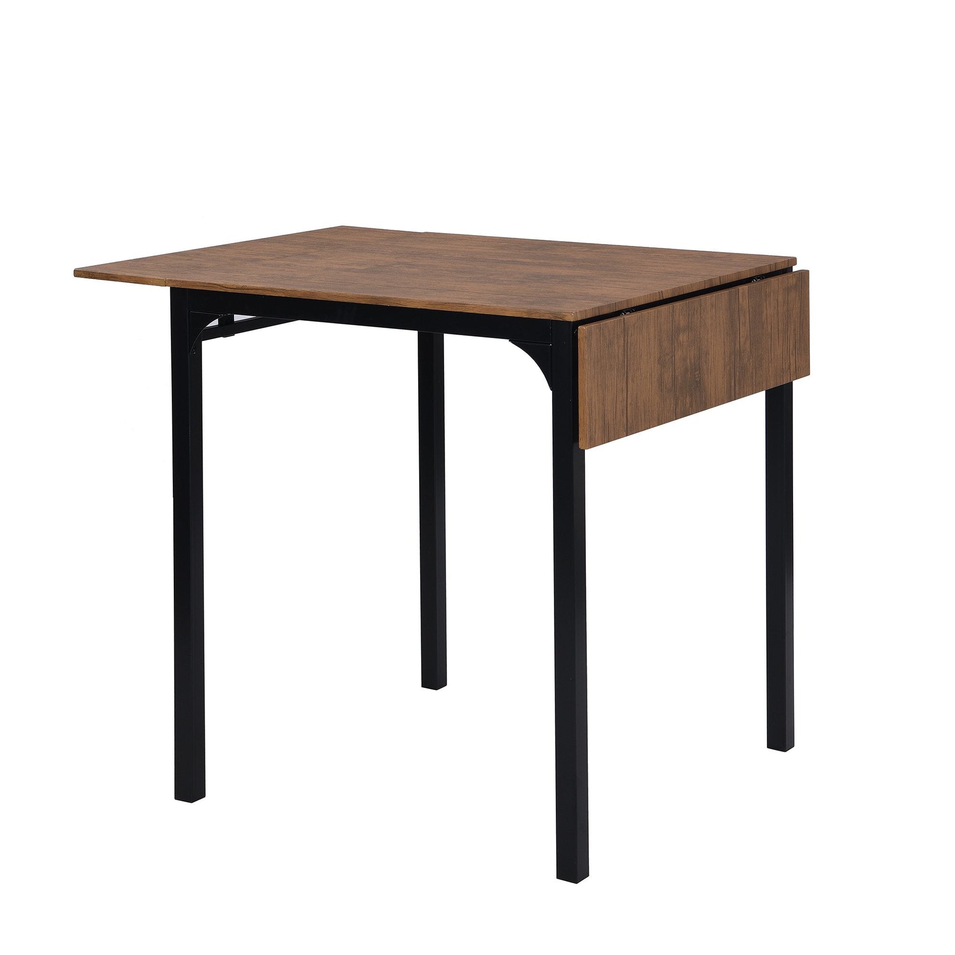 EUROCO 5-piece Farmhouse Counter Height Drop Leaf Dining Table Set, Including Table & 4 Chairs,Black Frame+Brown Tabletop,Set of 5