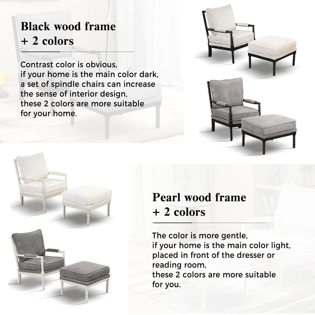 EUROCO Velvet Accent Chair with Ottoman,6.3" Thicked Modern Lounge Accent Chair with Armrests pad, Reading Chair with Footrest for Small Space, Living room