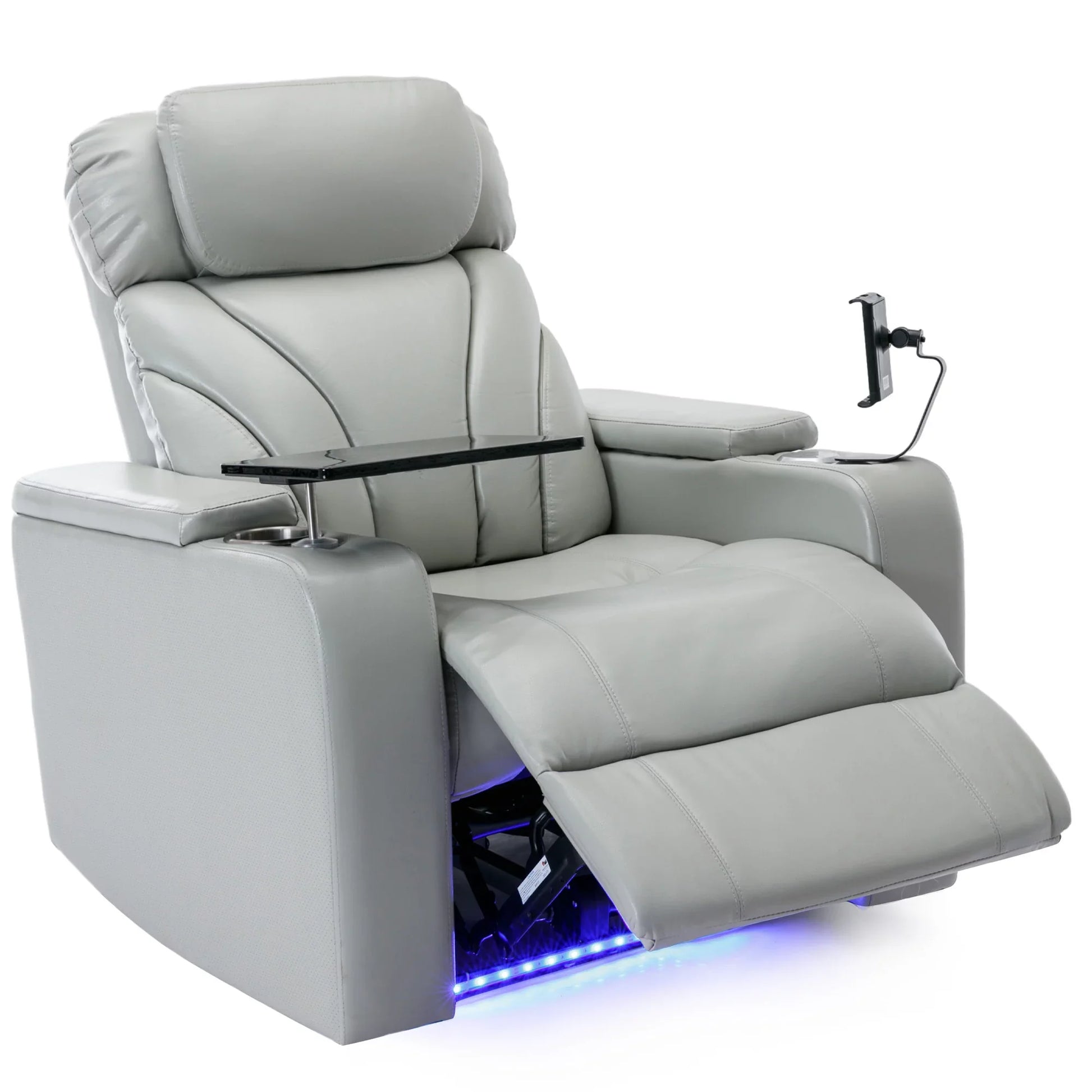 EUROCO Home Theater Recliner with Stereo and USB Charging Port, Hidden Arm Storage,Convenient Cup Holder for Living Room（Light Grey）