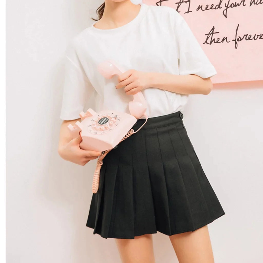 JUNBYONE Women's Stretchy Flared Pleated Skater Skirt Tennis School Uniforms A Line Mini Short Skirt