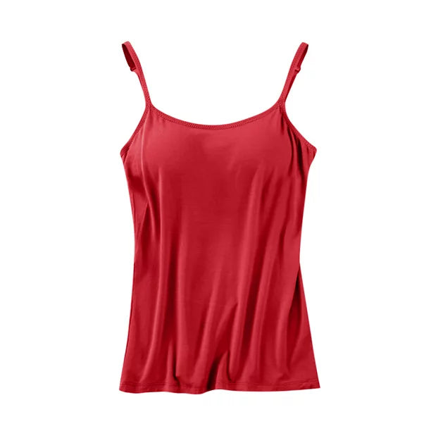 MIARHB Women with Chest Pads One Camisole Thin Straps Underwear Sports Bottoming Shirt, Red, M