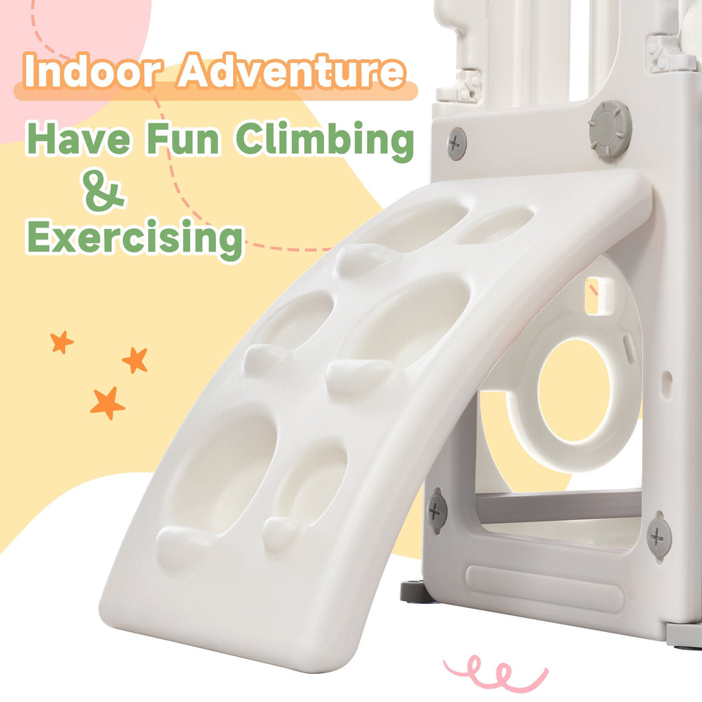 EUROCO 4 in 1 Toddler Slide and Climb Set,Kids Playground Climber Slide Playset with Basketball Hoop Play Freestanding Combination, Indoor & Outdoor Toys for Kids Teens Boys Girls,Gray