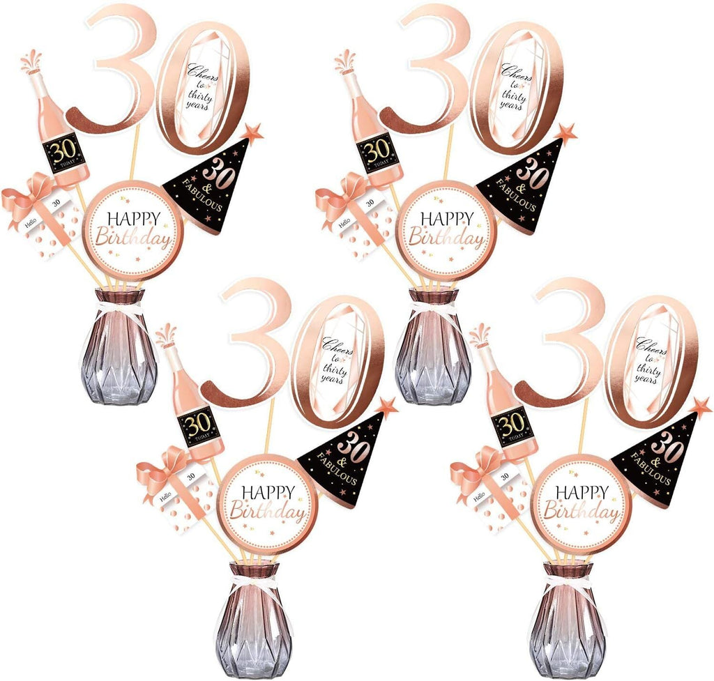 Konsait Rose Gold 30th Birthday Centerpiece Sticks, 30th Birthday Table Toppers Birthday Party Decorations Accessories, Cheers to 30 Years Birthday Party Favor Supplies