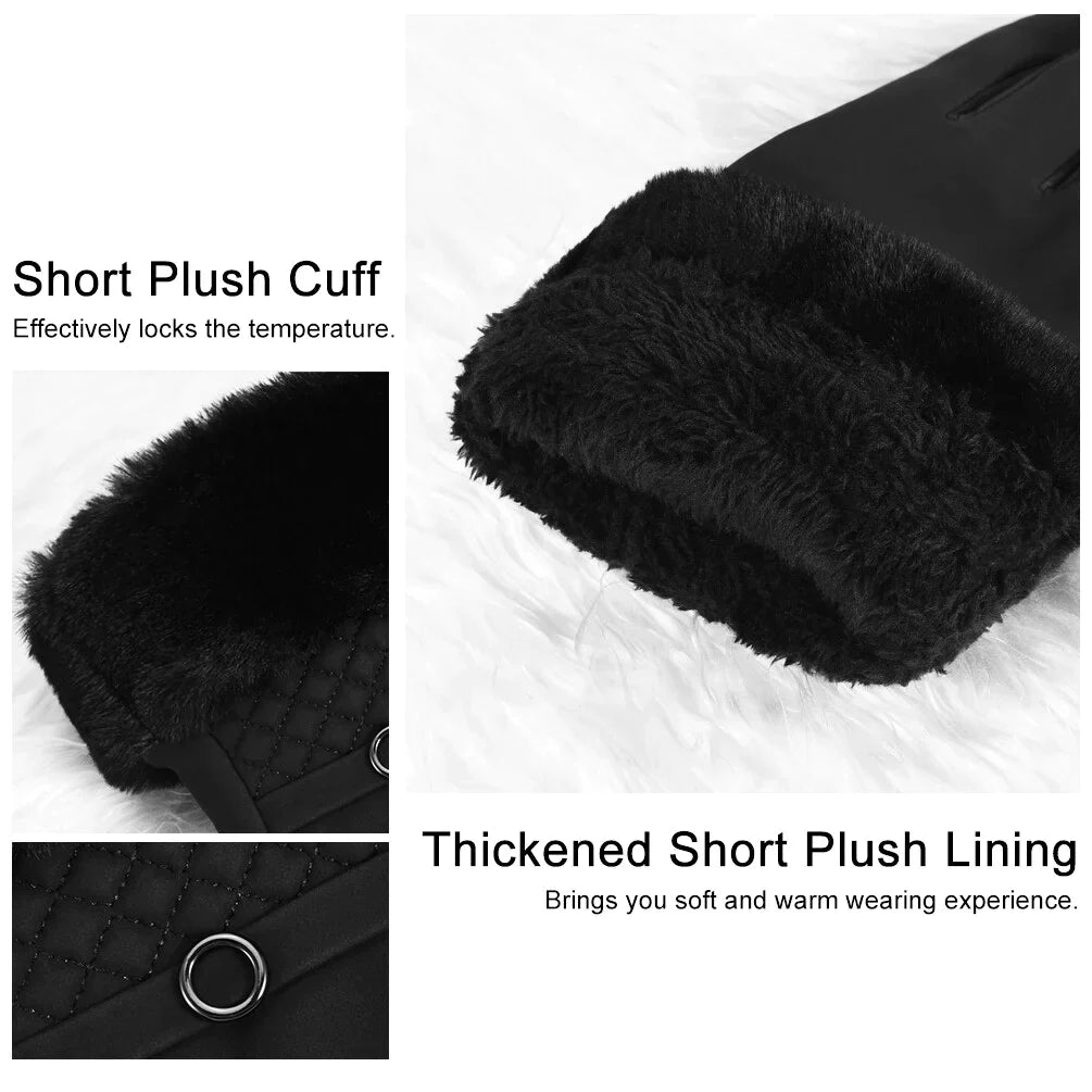 Winter Gloves for Women Warm Winter Gloves Thickened Cold Weather Gloves | Touchscreen Gloves Casual Outdoor Sports Gloves - Black