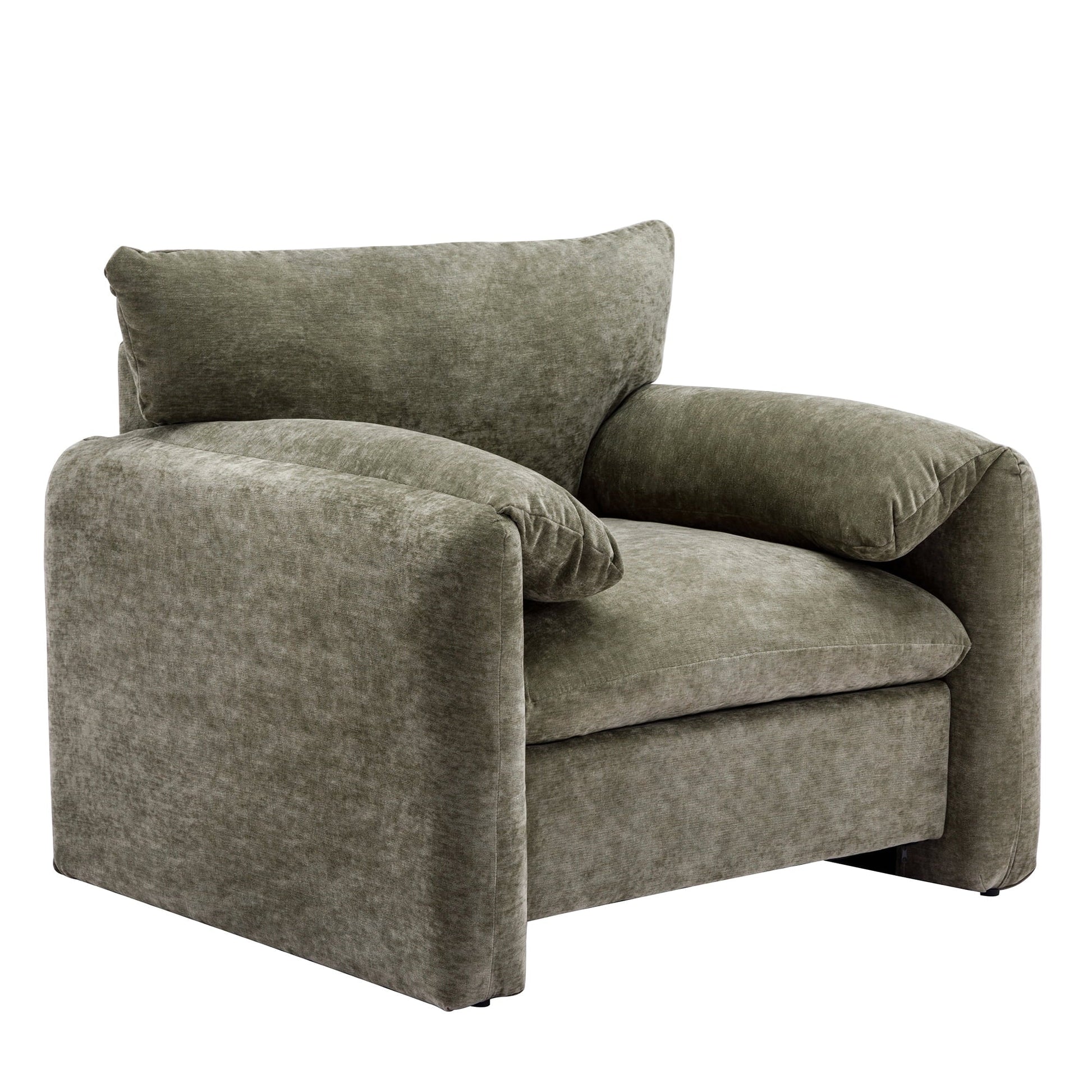 Modern Style Chenille Oversized Armchair Accent Chair Single Sofa Lounge Chair 38.6’’ W for Living Room, Bedroom, Matcha Green