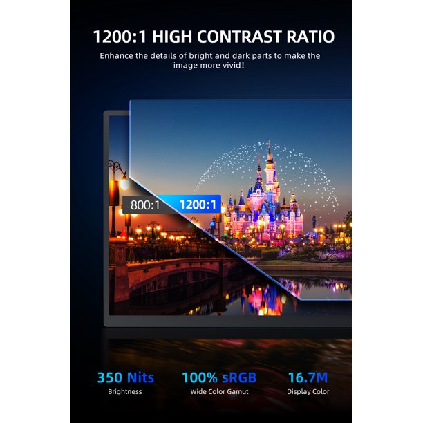 AZMKOO 18.5" Portable Monitor 1080P HDMI USB C Screen VESA 100% sRGB IPS HDR External Monitor
