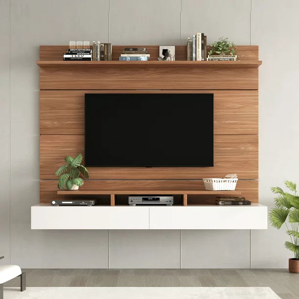EUROCO Floating TV Stand Wall Mounted for TVs up to 85",Modern TV Stand with 2 Drop Down Doors,Multi-Purpose Cabinet, Entertainment Center for Living Room, Bedroom