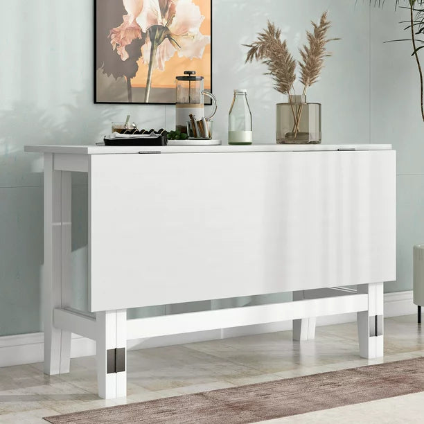 EUROCO Wood Extendable Dining Table,Wood Extendable, Drop Leaf Table for Small Spaces,Multifunction Space Saving Table Extension Dinner Table for Kitchen