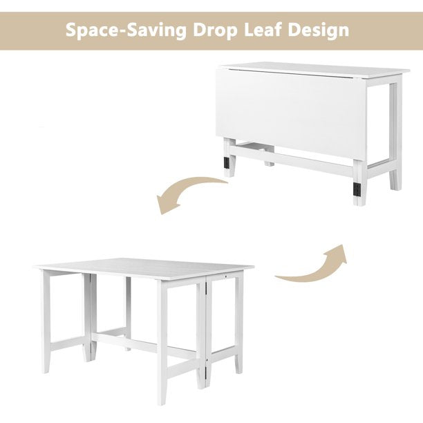 EUROCO Wood Extendable Dining Table,Wood Extendable, Drop Leaf Table for Small Spaces,Multifunction Space Saving Table Extension Dinner Table for Kitchen