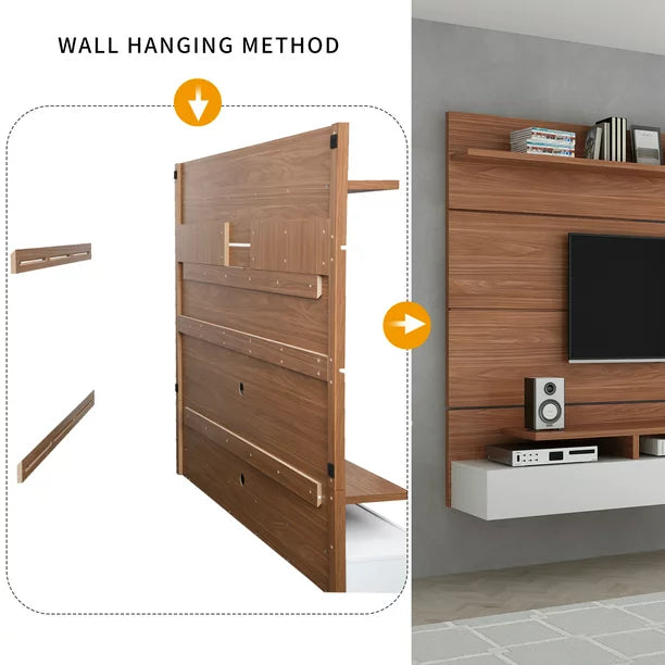 EUROCO Floating TV Stand Wall Mounted for TVs up to 85",Modern TV Stand with 2 Drop Down Doors,Multi-Purpose Cabinet, Entertainment Center for Living Room, Bedroom