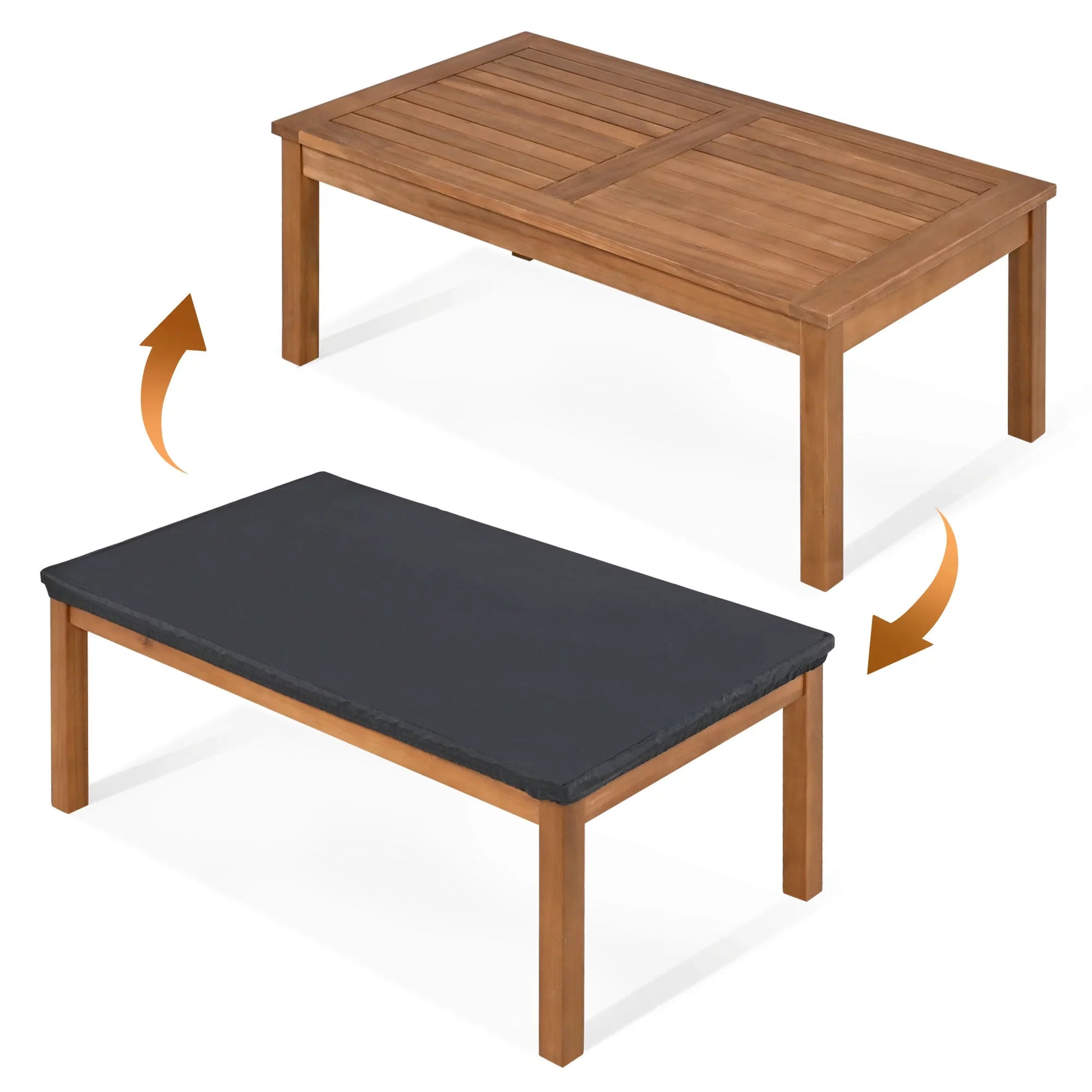 Euroco 4 Pieces Patio Seating Set with End Table, Acacia Solid Wood Outdoor Sofa, Outdoor Seating Set for 4, Beige