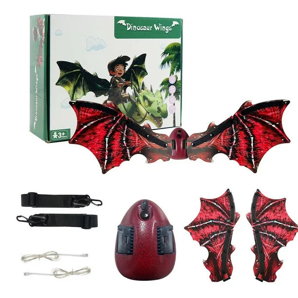 JUNBYONE Dragon Wings for Kids,Light Up & Music Moving Halloween Dino Wings - LED&Sound Dragon Wings Props Cosplay, Boys Halloween Dino Wings Cosplay Costume - Red - One Size