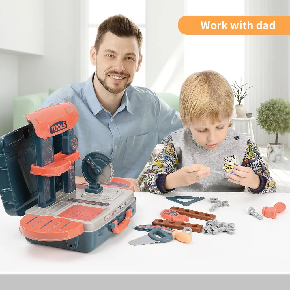 Kids Tool Set for Boys, 34 Pcs Kids Tool Bench Play Set, Toddler Workbench Tools Set for Boys Girls Ages 2 3 4 5+, Kids Pretend Play Toy for Christmas Birthday Gifts