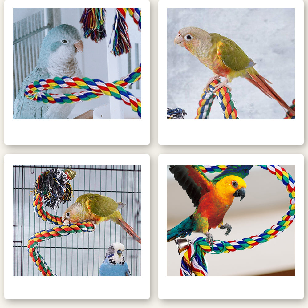 Bird Perch Stand Bird Rope Perch Bird Toys 3 Pcs for Parakeets Cockatiels, Conures, Macaws, Lovebirds, Finches