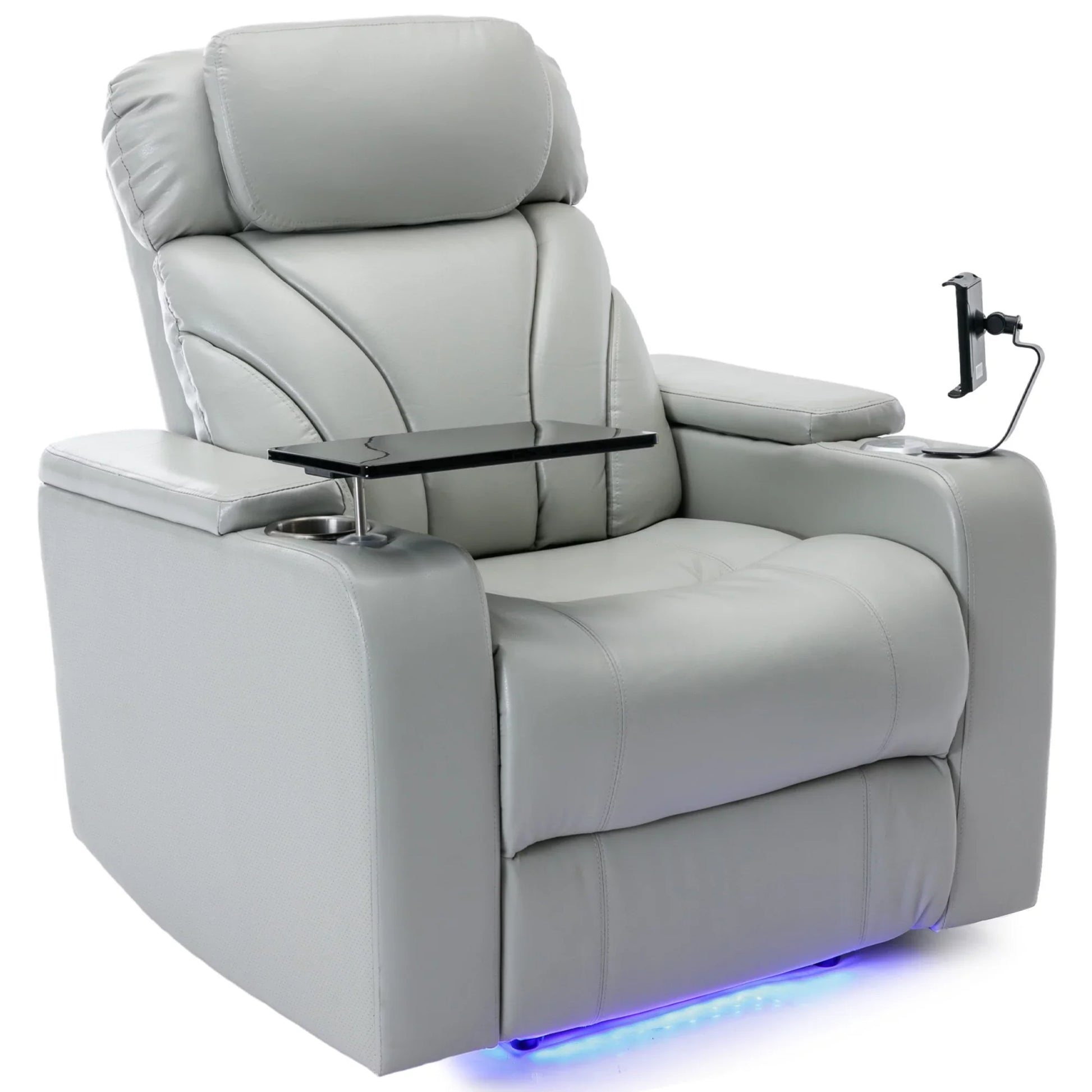 EUROCO Home Theater Recliner with Stereo and USB Charging Port, Hidden Arm Storage,Convenient Cup Holder for Living Room（Light Grey）