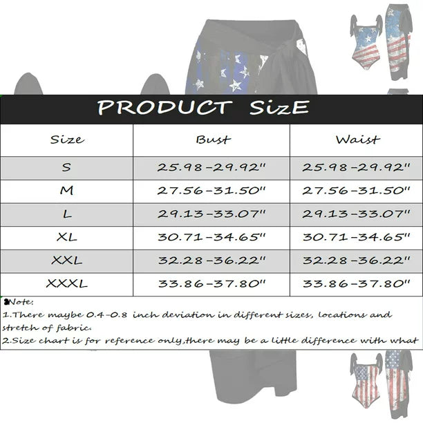 Independence Day Swim Cover Up OTEMRCLOC 2 Piece Swimsuit Wrap Skirt Bathing Suit Bikini Plus Size Tummy Control Blue XXL