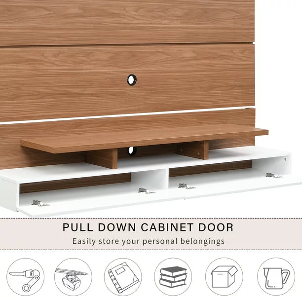 EUROCO Floating TV Stand Wall Mounted for TVs up to 85",Modern TV Stand with 2 Drop Down Doors,Multi-Purpose Cabinet, Entertainment Center for Living Room, Bedroom