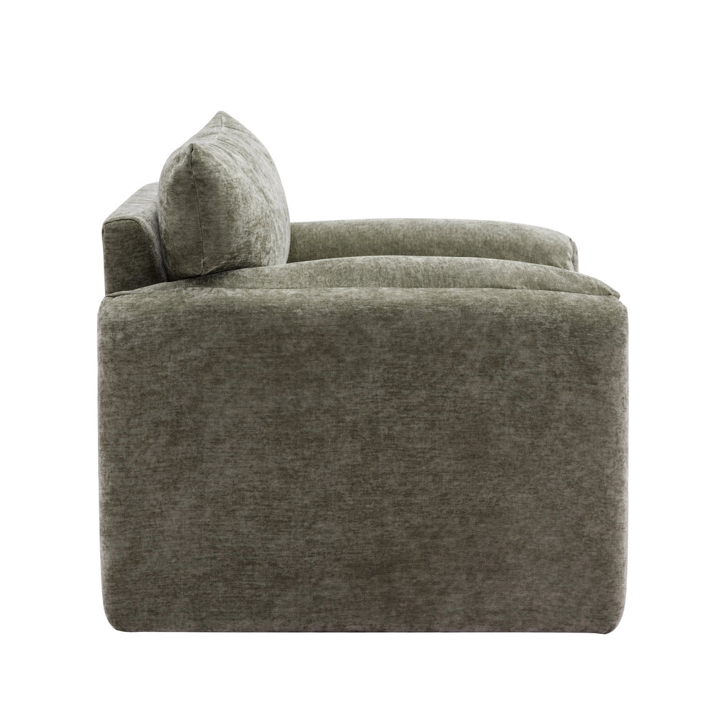Modern Style Chenille Oversized Armchair Accent Chair Single Sofa Lounge Chair 38.6’’ W for Living Room, Bedroom, Matcha Green
