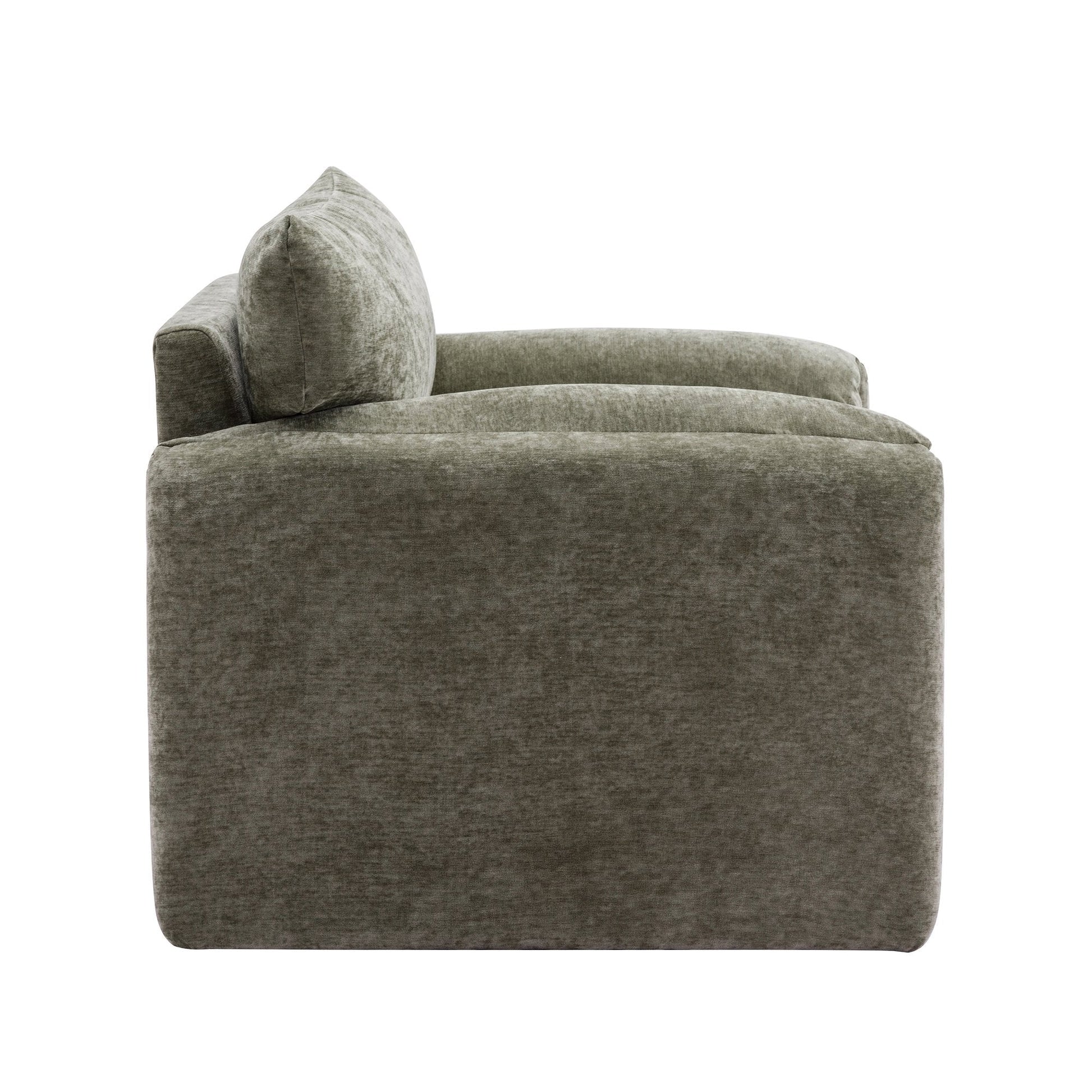 Modern Style Chenille Oversized Armchair Accent Chair Single Sofa Lounge Chair 38.6’’ W for Living Room, Bedroom, Matcha Green