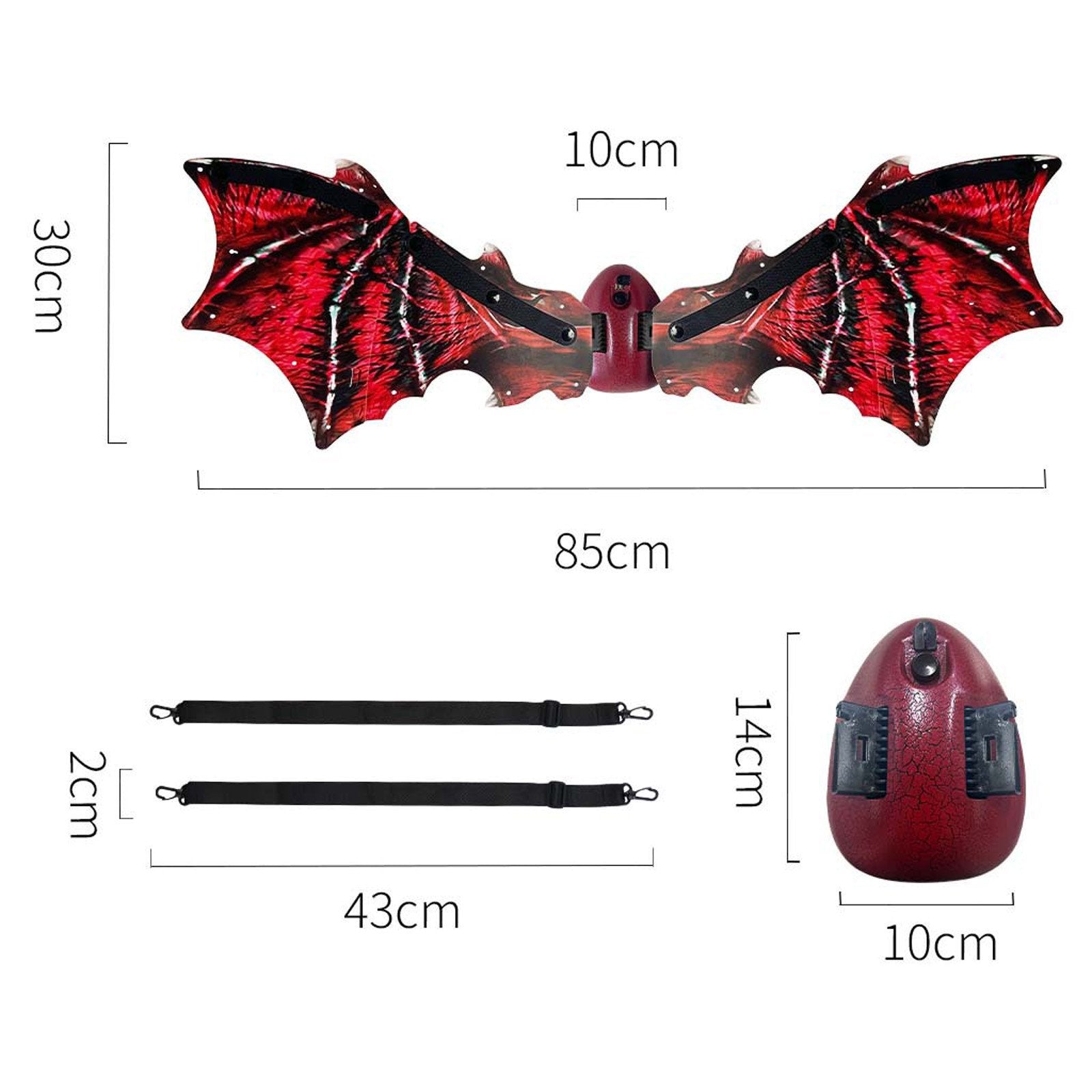 JUNBYONE Dragon Wings for Kids,Light Up & Music Moving Halloween Dino Wings - LED&Sound Dragon Wings Props Cosplay, Boys Halloween Dino Wings Cosplay Costume - Red - One Size