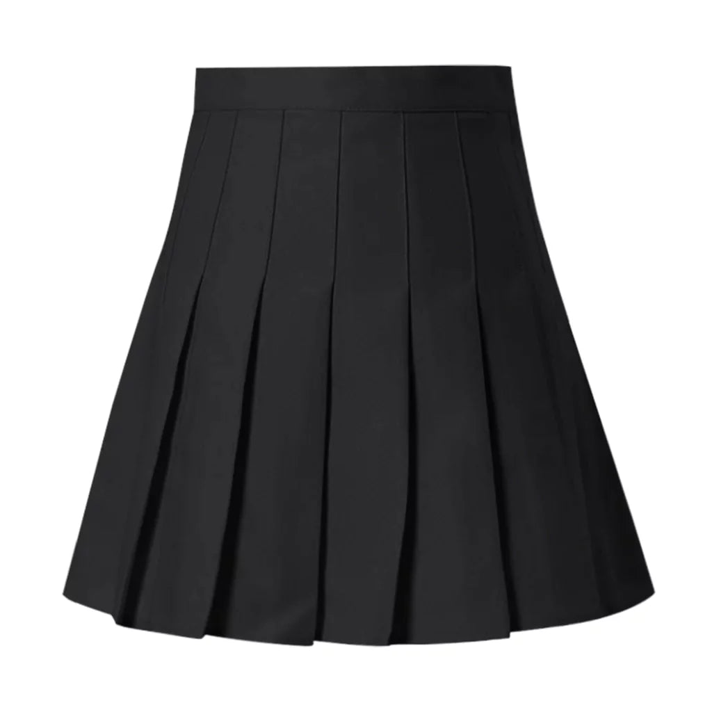 JUNBYONE Women's Stretchy Flared Pleated Skater Skirt Tennis School Uniforms A Line Mini Short Skirt