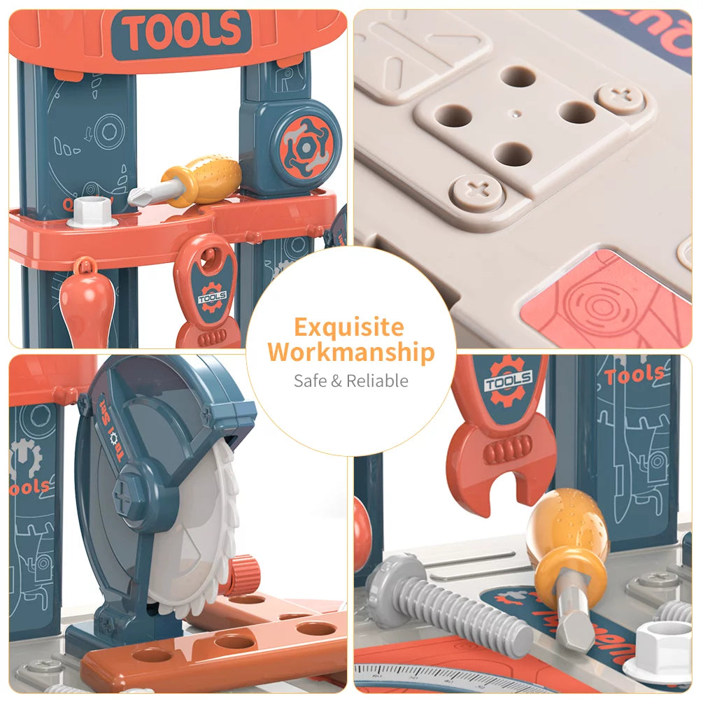 Kids Tool Set for Boys, 34 Pcs Kids Tool Bench Play Set, Toddler Workbench Tools Set for Boys Girls Ages 2 3 4 5+, Kids Pretend Play Toy for Christmas Birthday Gifts