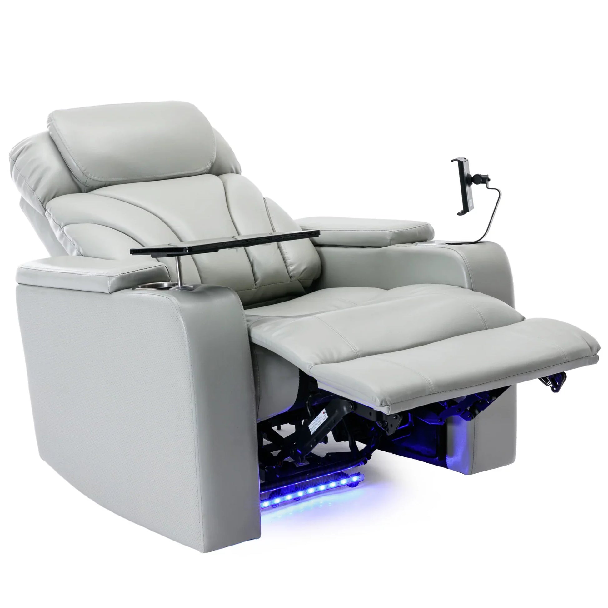 EUROCO Home Theater Recliner with Stereo and USB Charging Port, Hidden Arm Storage,Convenient Cup Holder for Living Room（Light Grey）