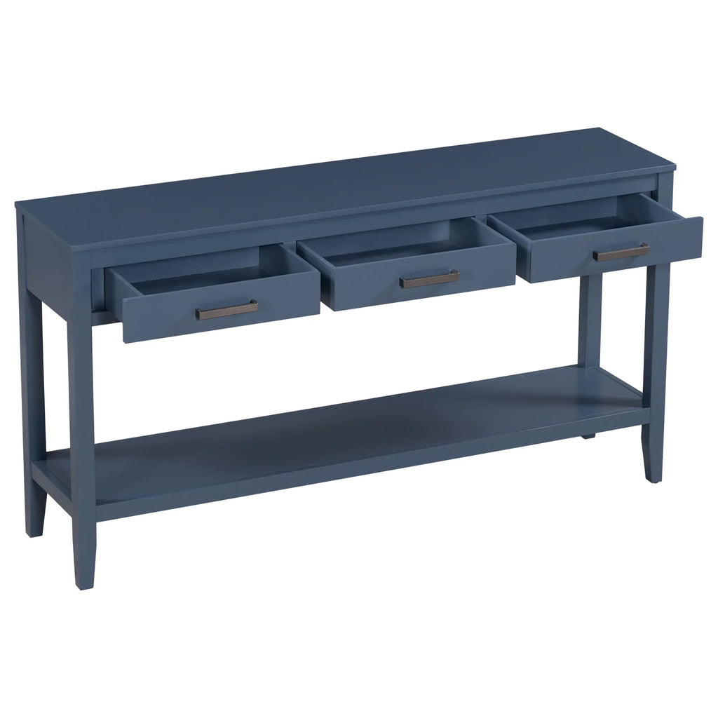 EUROCO 59.1" Long Console Table Sofa Table for Entryway with 3 Drawers and Storage Shelf for Living Room Hallway Foyer Office