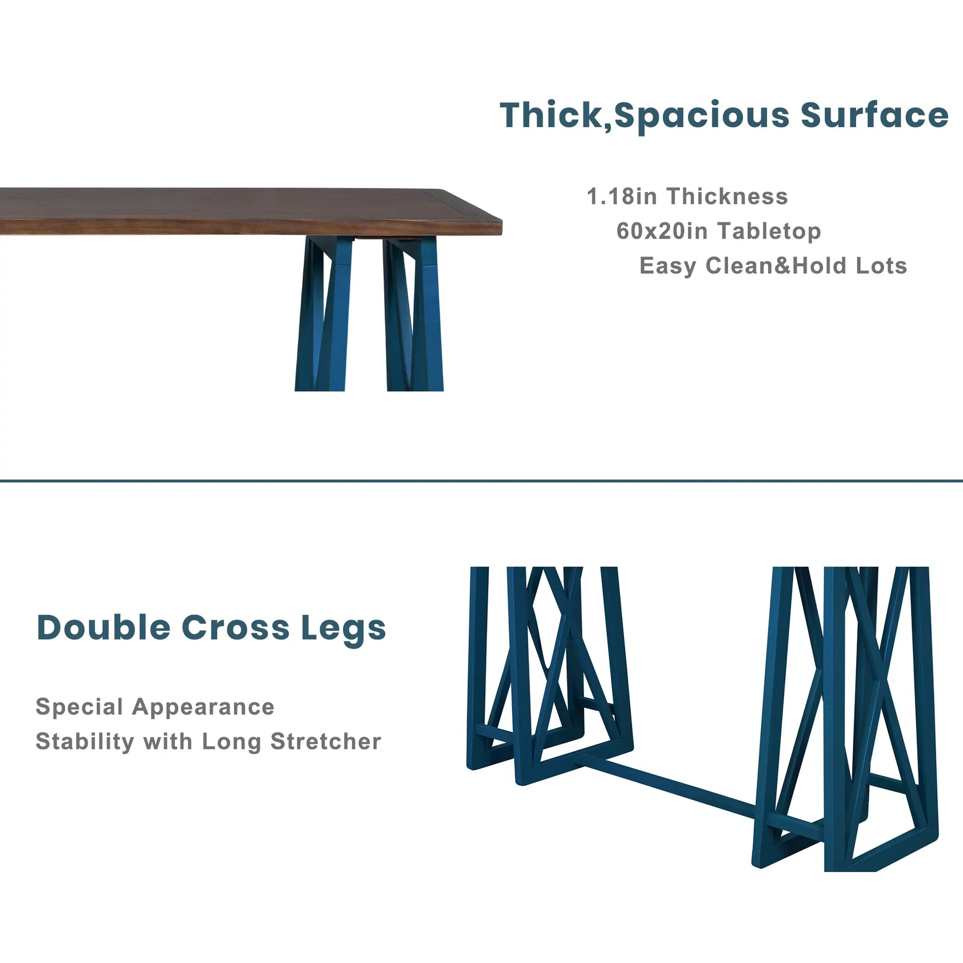 Rustic 5-Piece 36" Dining Set, Wood Console Table Set with 4 Stools for Small Places,Walnut&Cream