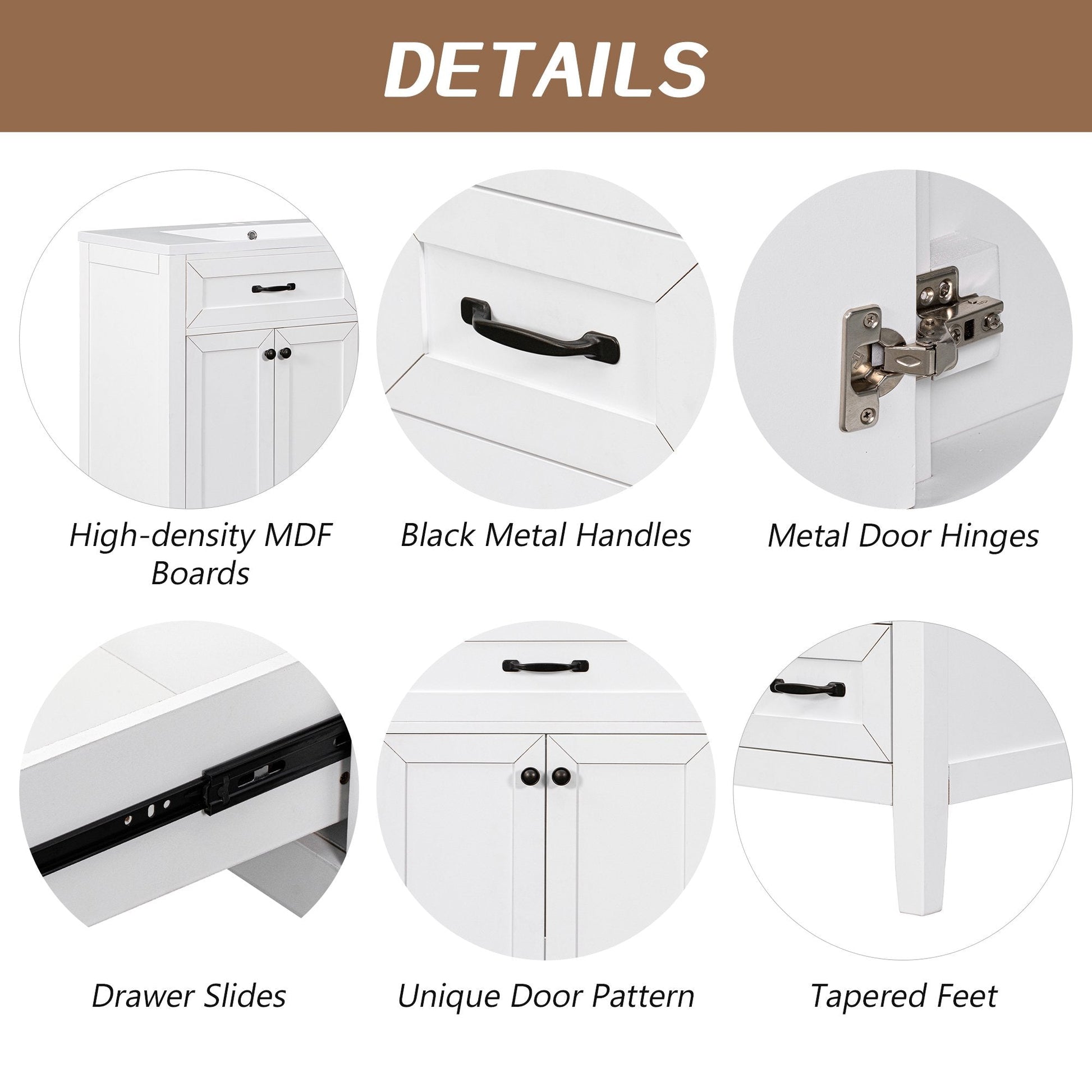 EUROCO 36" Bathroom Vanity with Sink,Bathroom Cabinet with Drawers, White