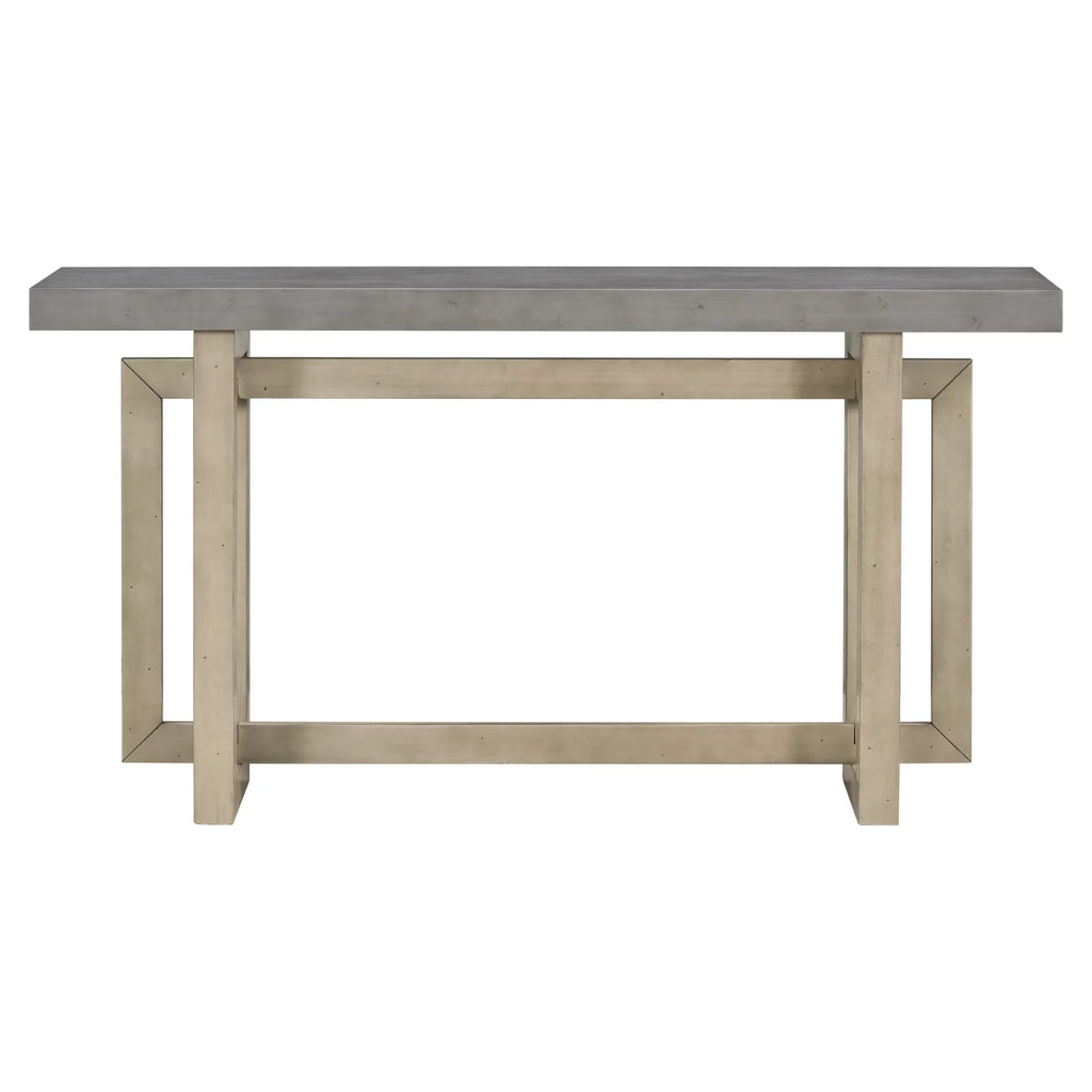 EUROCO 59.1" Long Console Table Sofa Table for Entryway with Industrial-inspired Concrete Wood Top for Living Room Hallway Foyer Office