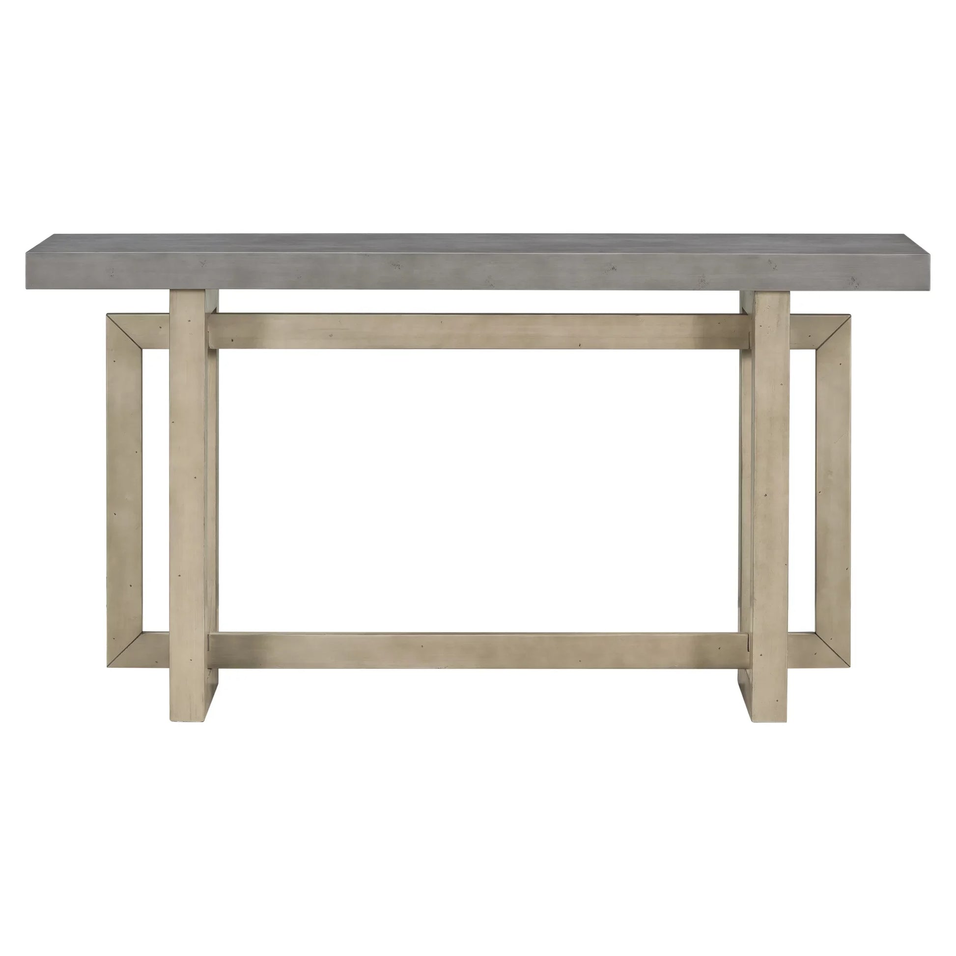 EUROCO 59.1" Long Console Table Sofa Table for Entryway with Industrial-inspired Concrete Wood Top for Living Room Hallway Foyer Office