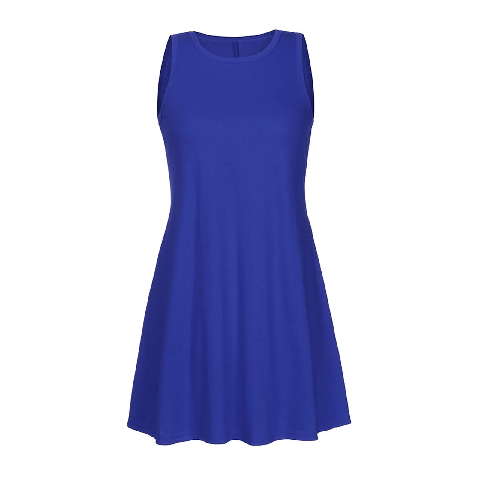 MIARHB Fashion Women Casual Solid Pockets Sleeveless Above Knee Dress, Blue, XL