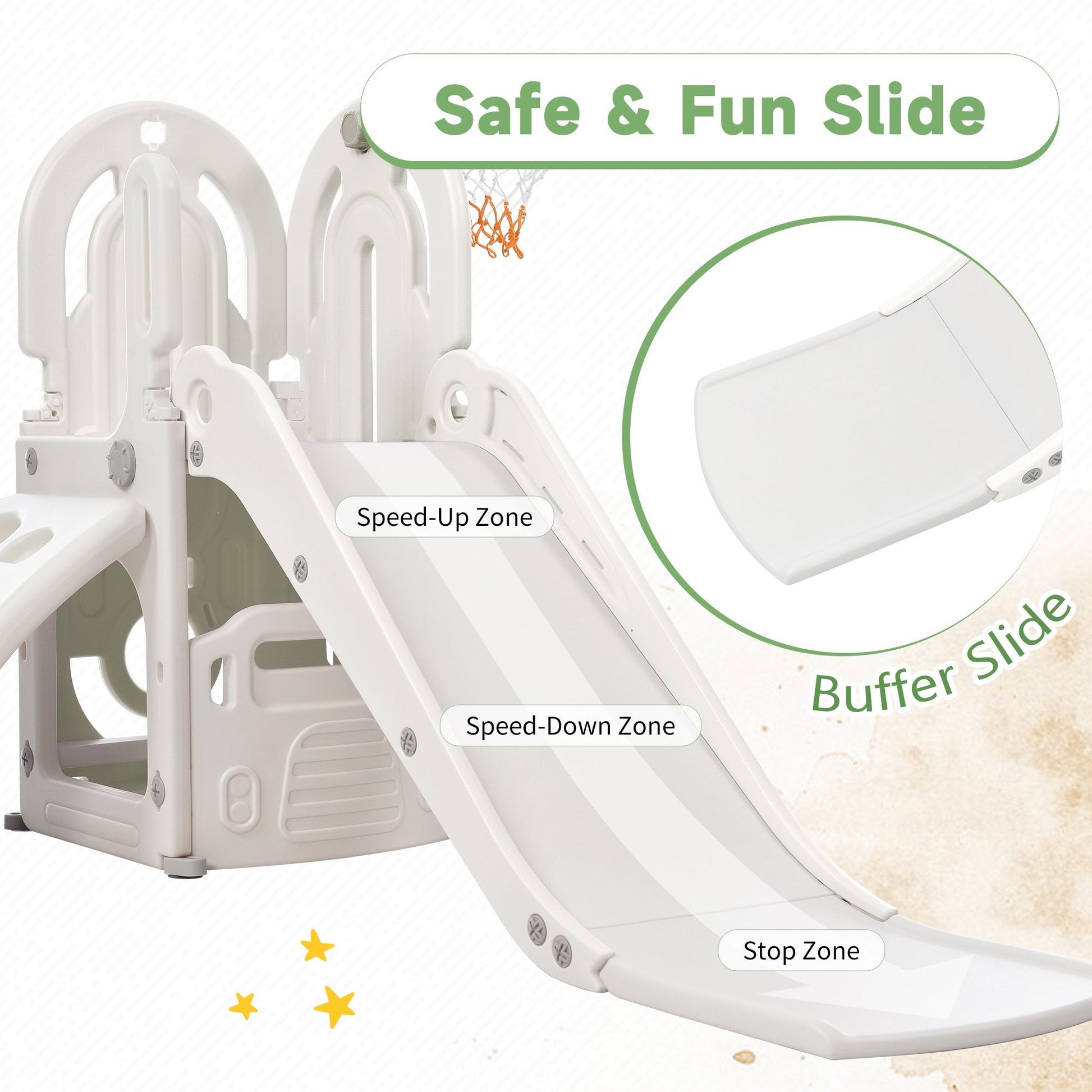 EUROCO 4 in 1 Toddler Slide and Climb Set,Kids Playground Climber Slide Playset with Basketball Hoop Play Freestanding Combination, Indoor & Outdoor Toys for Kids Teens Boys Girls,Gray