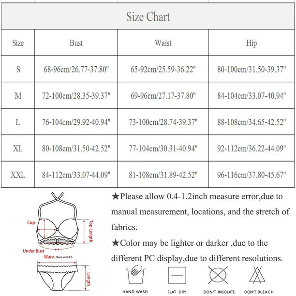 MIARHB Women's Split Print Bikini Sexy Swimming Costume with Bra Pads and No Steel Bra, Blue, L