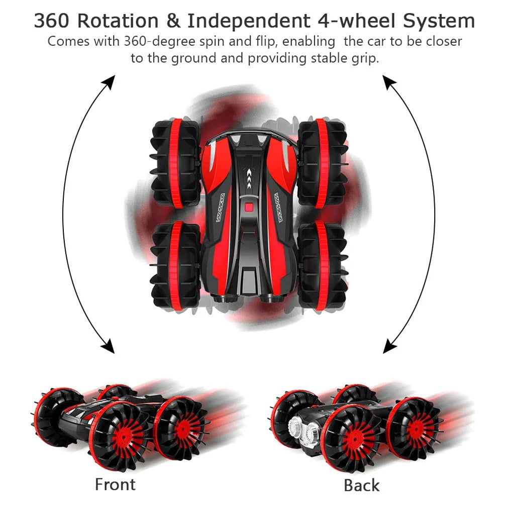 RC Car Toys for 5-12 Year Old Boys, Amphibious Remote Control Car for Kids 2.4 GHz RC Stunt Car for Boys Girls 4WD Off Road Monster Truck Christmas Birthday Gifts Remote Control Boat Beach Toy