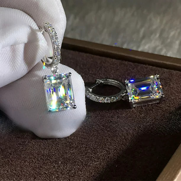 Exquisite 925 Sterling Silver Diamond Crystal Drop Earrings For Women