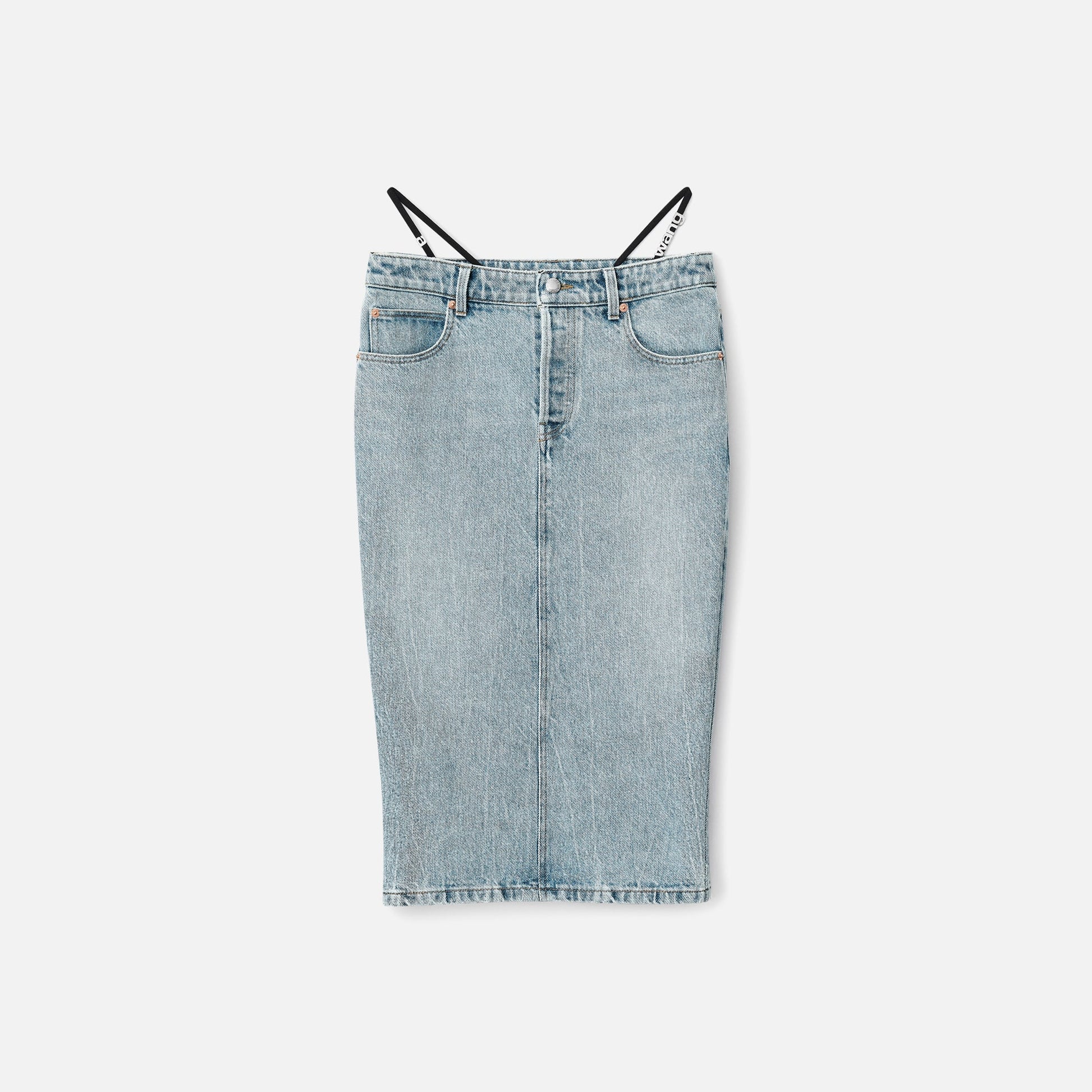 T by Alexander Wang Midi Skirt with Diamante Charm Thong Straps - Vintage Faded