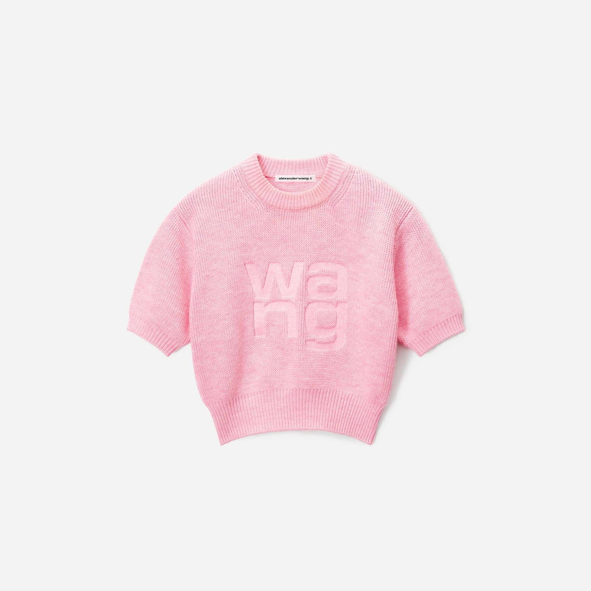 T by Alexander Wang Debossed Stacked Logo Tee - Pink