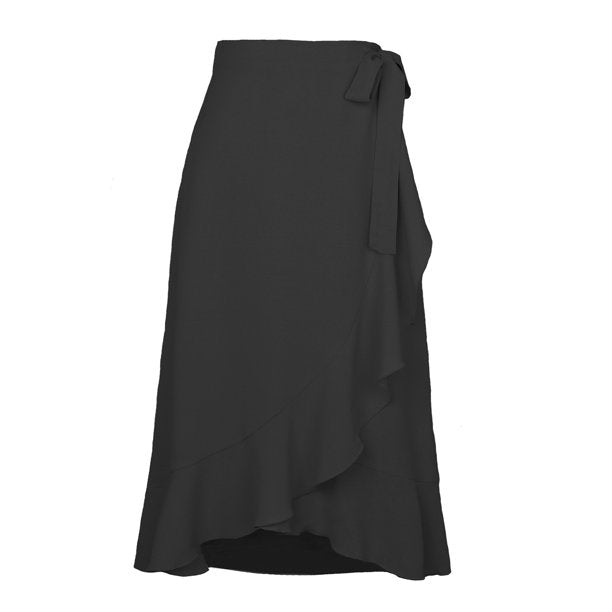 Clearance!Midi Skirt OTEMRCLOC Women's Floral Flowy Midi Skirts Wrap Ruffle High Waisted Slit Beach Skirt Black XL